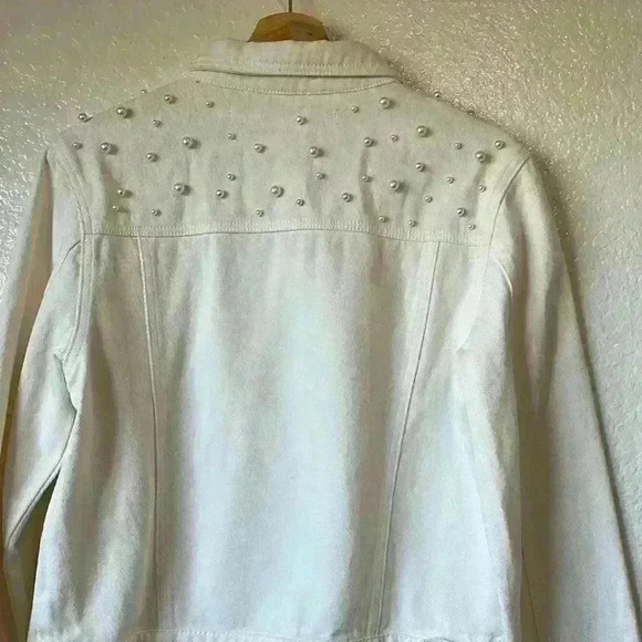 Untamed Petals Pearl Posy White Denim Jacket For Mrs. - Picture 9 of 14